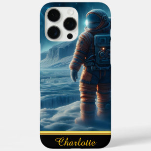 Coques iPhone 16 Pro Max L'astronaute se tient sur une surface recouverte d