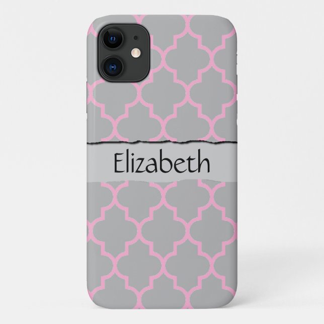 Coques Case-Mate iPhone Lattes, Quatrefoil, Trellis, Monogramme (Dos)