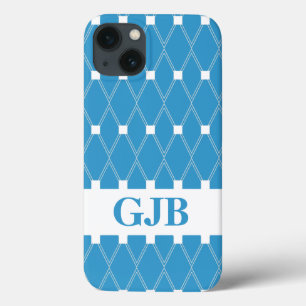 Case-Mate iPhone Case Lattice Jacquard bleu avec monogramme