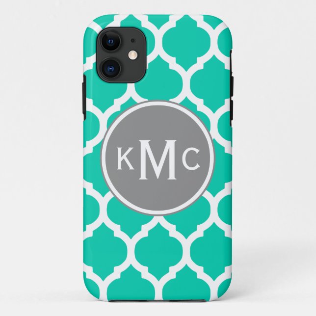Coques Case-Mate iPhone Lattice marocain turquoise gris (Dos)
