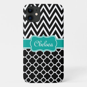 Case-Mate iPhone Case Lattice noir / Chevron Motif Nom Turquoise