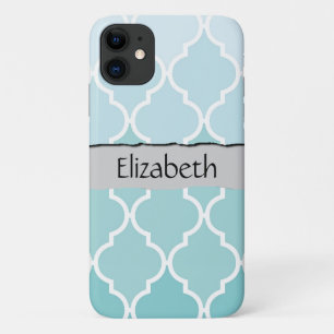 Etui iPhone Case-Mate Latticework Bleu, Ombre, Quatrefoil, Votre Nom