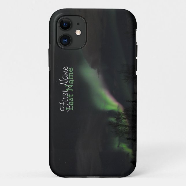 Coques Case-Mate iPhone L'aurore Borealis d'ABPAG pourpre et vert (Dos)