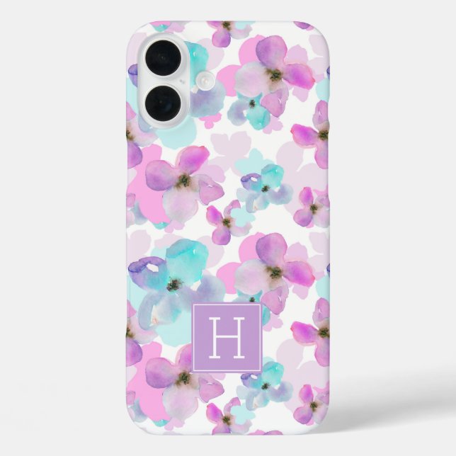 Coques Case-Mate iPhone Lavande Aquarelle Fleurs Monogramme (Verso)