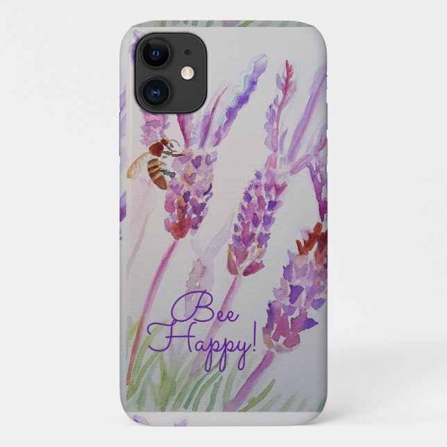 Coques Case-Mate iPhone Lavande Bee Happy Herb Aquarelle Flower (Dos)
