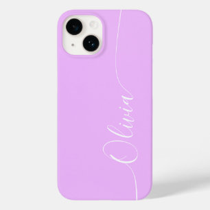 Coque Pour iPhone 14 Lavande Blanc Élégant Calligraphie Nom du script