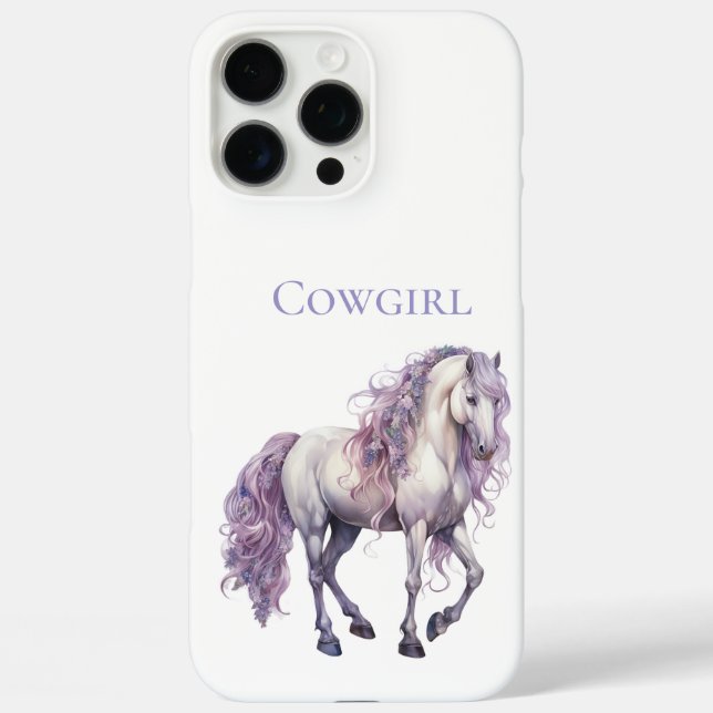 Coques Case-Mate iPhone Lavande Blanc Floral Cheval Cowgirl (Verso)