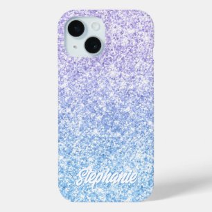 Coque Pour iPhone 15 Lavande de luxe bleu pâle Parties scintillant dégr