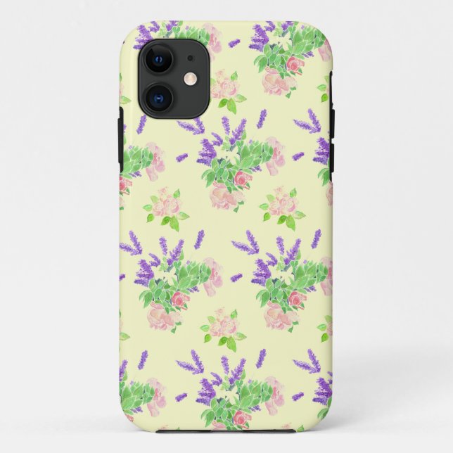 Coques Case-Mate iPhone Lavande nostalgique et Roses sur crème (Dos)