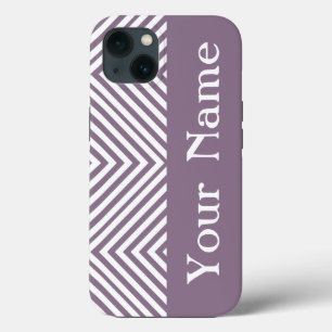 iPhone 13 Case Lavender Diamond Chevron avec le nom @ Emporiomoff