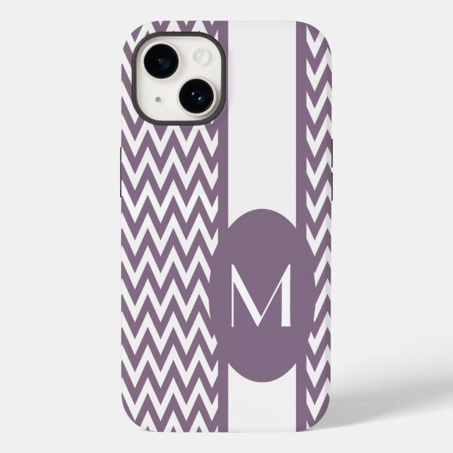 Coques Case-Mate iPhone Lavender Elegant Chevron Design avec monogramme (Verso)