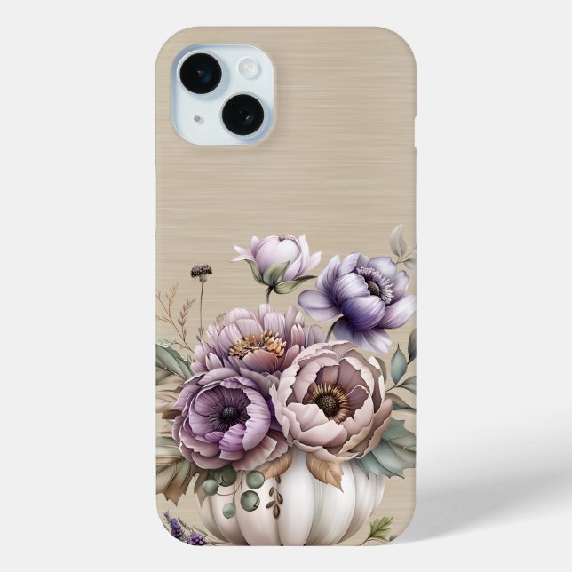 COQUES Case-Mate iPhone LAVENDER PURPLE & TAN FLOWWERS ET CITROUILLES (Verso)