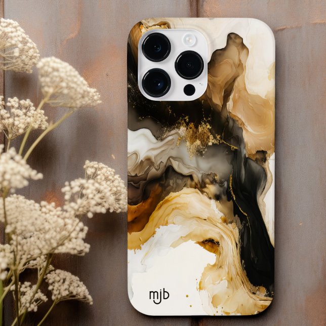 Coques Case-Mate iPhone Laver à encre neutre Beige et Or Abstrait (Créateur téléchargé)
