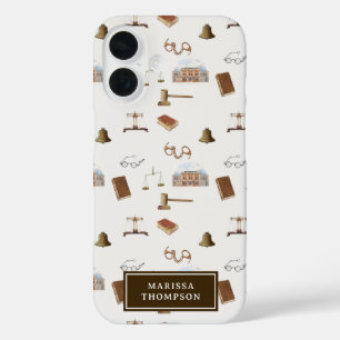 Coque Pour iPhone 16 Law Scales Gavel Juridique Antique Motif