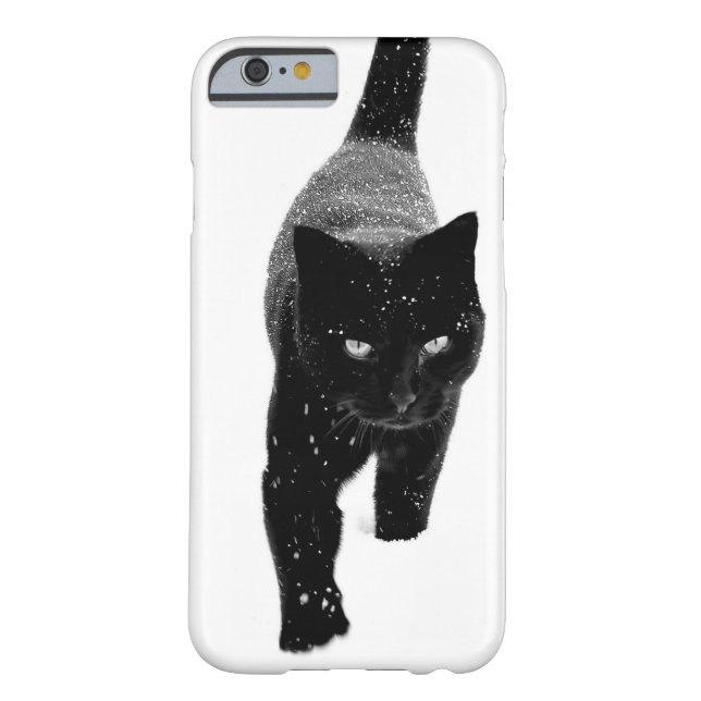 Coques Case-Mate iPhone Le chat noir dans la photo de neige (Dos)