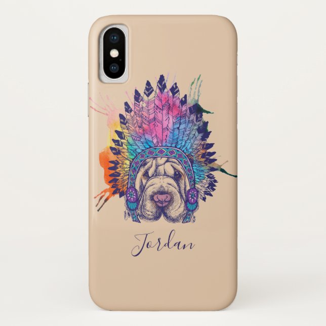 Coques Case-Mate iPhone Le chef indien indigène de Sharpei | ajoutent (Dos)