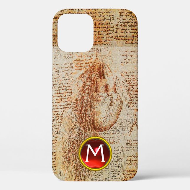 Coques Case-Mate iPhone Le coeur et les artères bronchiques Gem Monogramme (Verso)