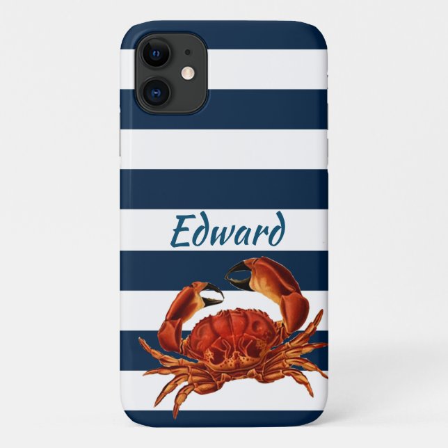 Coques Case-Mate iPhone Le crabe rouge côtier en bandes marines (Dos)