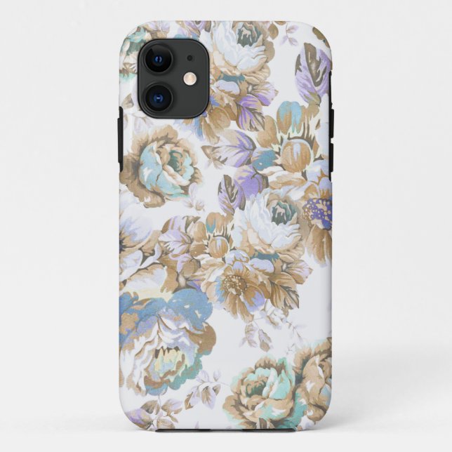 Coques Case-Mate iPhone Le cru rougissent les roses turquoises bruns de (Dos)