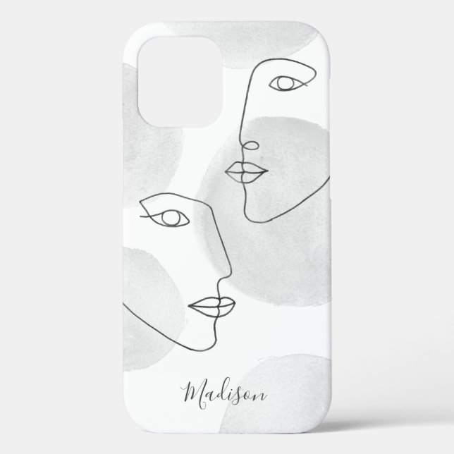 Coques Case-Mate iPhone Le dessin élégant de la ligne est gris (Verso)