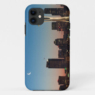 Coques Pour iPhone Le drapeau américain vole entre la lune en hausse