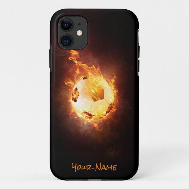 Coques Case-Mate iPhone Le football customisé sous le feu, boule, le (Dos)