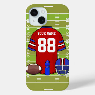 Coque Pour iPhone 15 Le football rouge et bleu fait sur commande Jersey