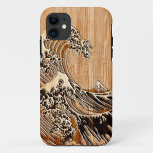 Case-Mate iPhone Case Le Grand Hokusai Vague Bambou Bois Inlay Style