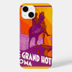 Coque Pour iPhone 14 Le Grand Hotel Roma Statue, Italie, Voyage Vintage