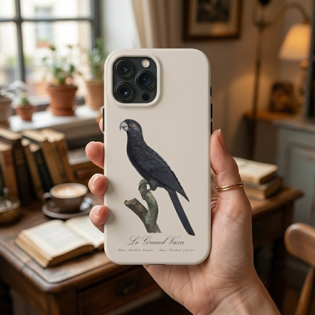 Coques Case-Mate iPhone Le Grand Vaza / Grand Vasa Parrot (Greater Vasa Parrot, Coracopsis Vasa Illustration. iPhone Case)