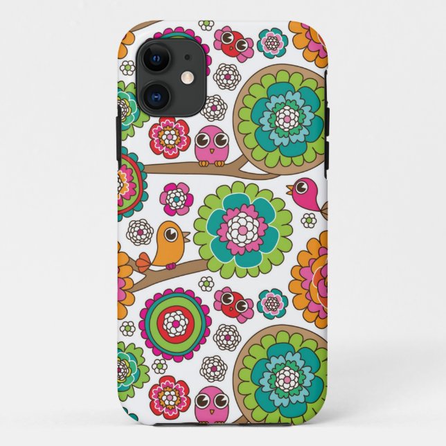Coques Case-Mate iPhone le griffonnage fleurit le motif d'arrière - plan (Dos)
