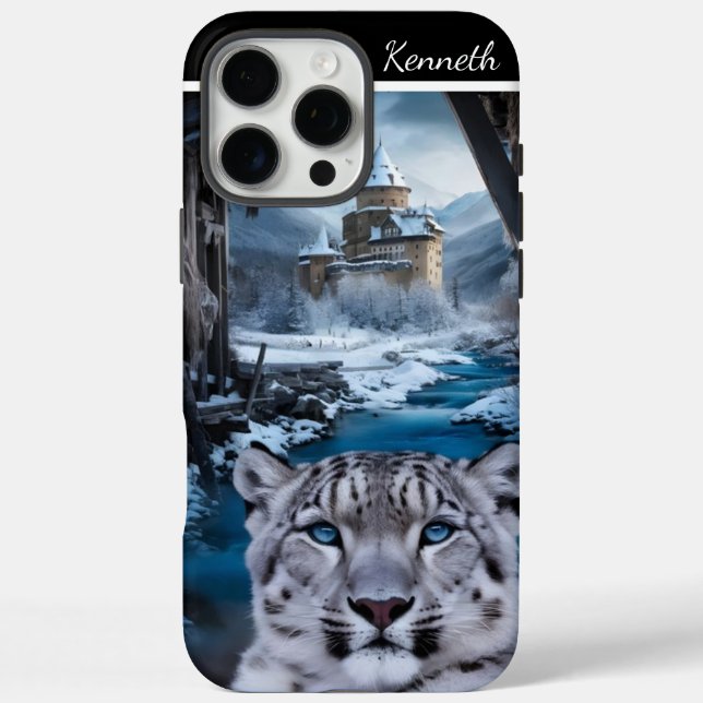 Coques Case-Mate iPhone Le léopard des neiges par le château d'hiver (Verso)