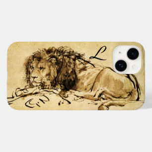 Coques Pour iPhone LE LION DU CAP MENANT, Sepia, Monogramme noir