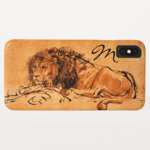 Coque Pour iPhone XS Max LE LION DU CAP MENANT VERS LE BAS, Orange, Monogra