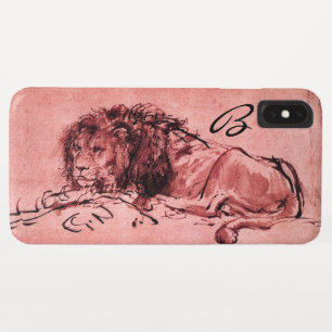 Coque Pour iPhone XS Max LE LION DU CAP MENANT VERS LE BAS, Rose, Monogramm