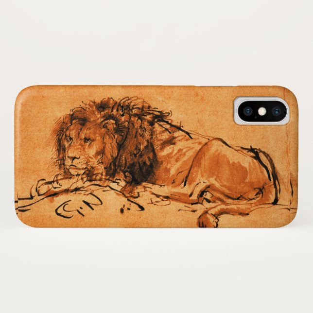 Coques Case-Mate iPhone LE LION DU CAP, orange antique, noir (Dos (Horizontal))