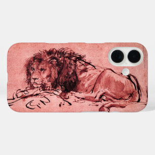 Coque Pour iPhone 16 LE LION DU CAP, Rose antique, Noir