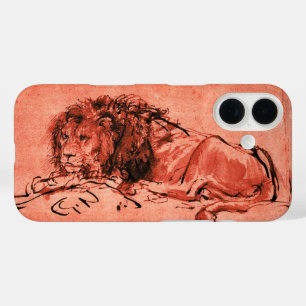 Coques iPhone 16 LE LION DU CAP, Rouge antique, Noir