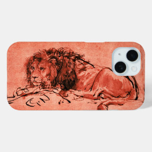 Coque Pour iPhone 15 LE LION DU CAP, Rouge antique, Noir