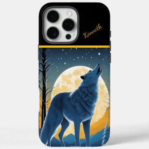 Coques iPhone 16 Pro Max Le loup solitaire hurle à la lune