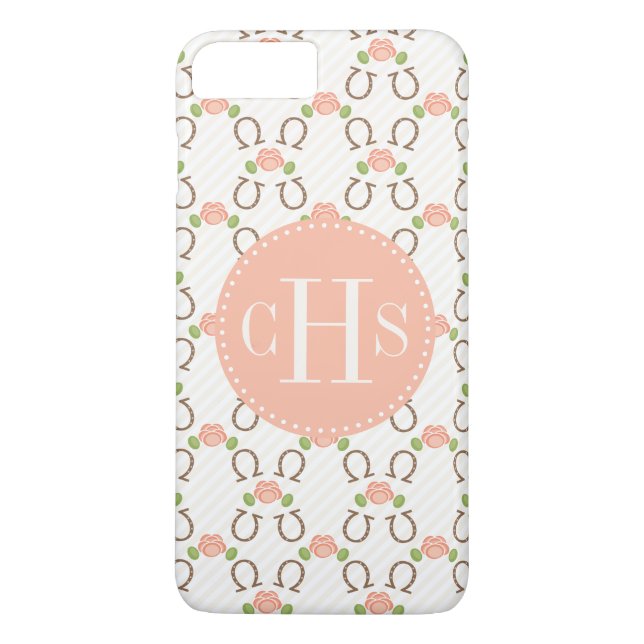 Coques Case-Mate iPhone Le monogramme rougissent rose et fer à cheval (Dos)