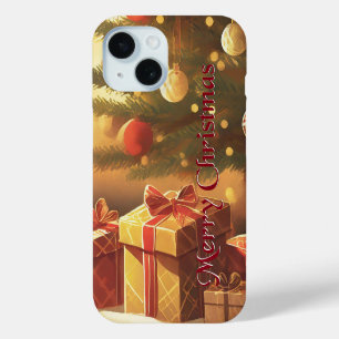 Coque Pour iPhone 15 Le Motif de Noël, avec des présents sous l'arbre d