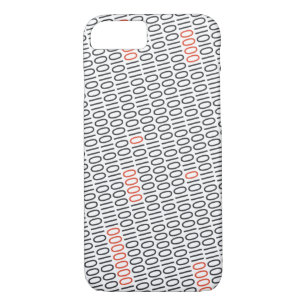 Coque iPhone 8/7 Le noir de code binaire avec le rouge accentue sur