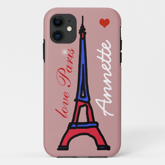 Coques Case-Mate iPhone Le nom personnalisé de la Tour Eiffel (Dos)
