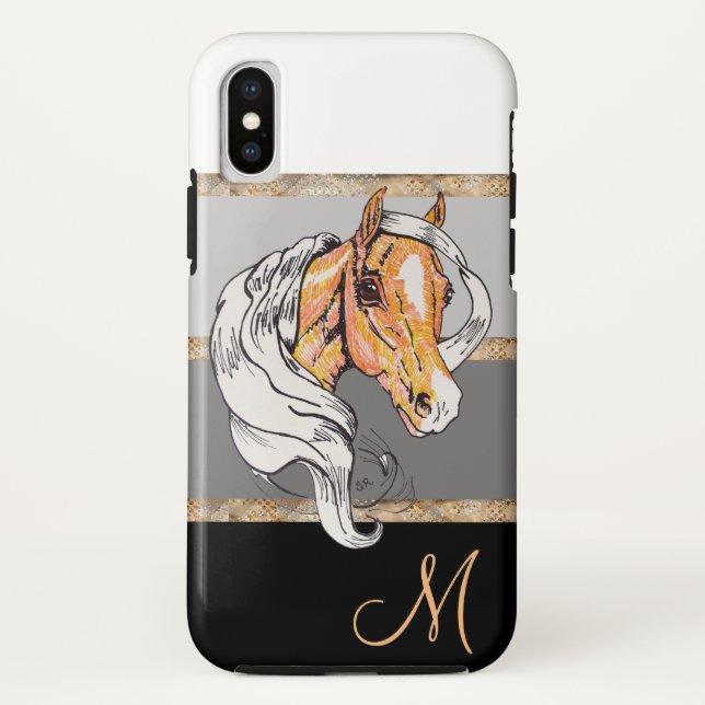 Coques Case-Mate iPhone Le Palomino (dégradé noir/rayures dorées) (Dos)