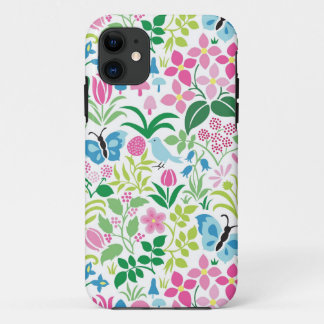 Coque Case-Mate Pour iPhone Le papillon, oiseau, fleurissent le motif lumineux