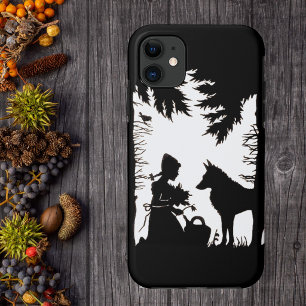 Coques Pour iPhone Le Petit Chaperon Rouge Loup Silhouette Noire Bois