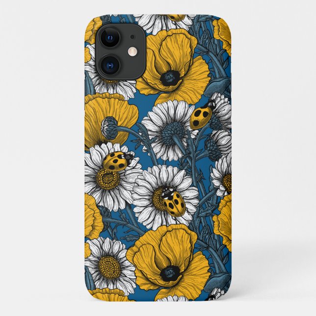 Coques Case-Mate iPhone Le pré en jaune et bleu (Dos)