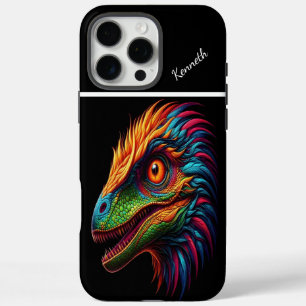 Coques iPhone 16 Pro Max Le regard du Raptor Arc-en-ciel