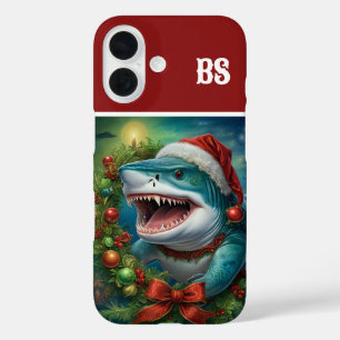 Coque Pour iPhone 16 le requin de noël déguisé - vibes côtières
